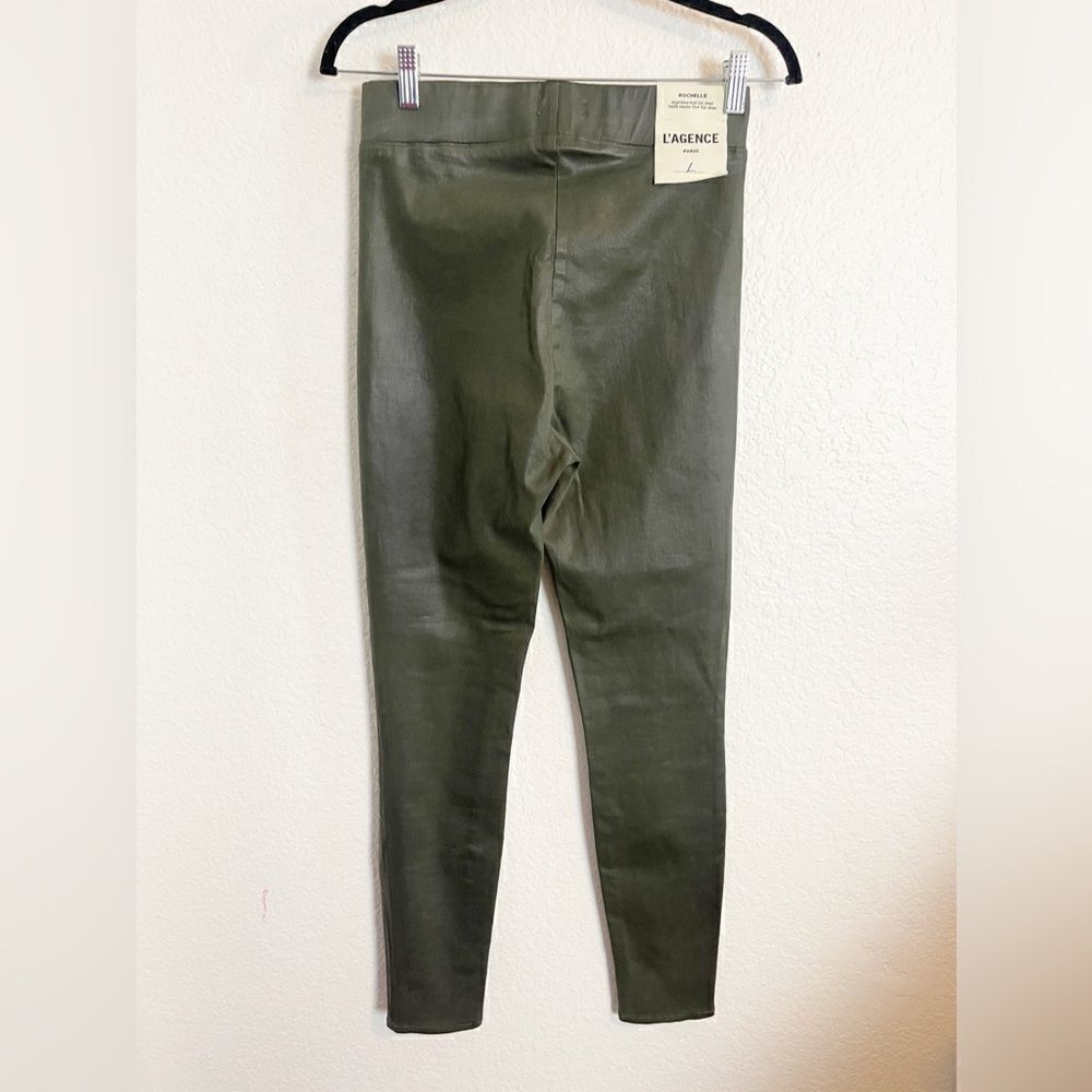 L’AGENCE Jeans coated Rochelle legging in army green. NWT. Large - Picture 3 of 7